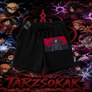 Madara Uchiha Naruto Anime Karakteri Unisex Şort Beyaz