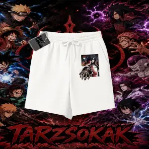 Madara Uchiha Naruto Anime Karakteri Unisex Şort Beyaz