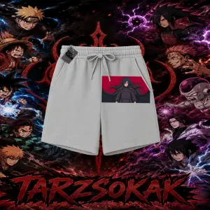 Madara Uchiha Naruto Anime Karakteri Unisex Şort Beyaz