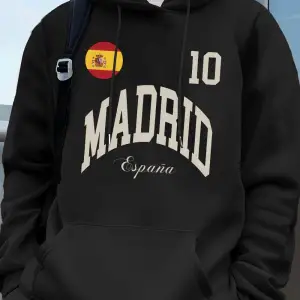 Madrid İspanya Bayrağı Mektup Baskılar Kapüşonlular Erkekler Kış Polar Sıcak Kazaklar Koşu Ce
