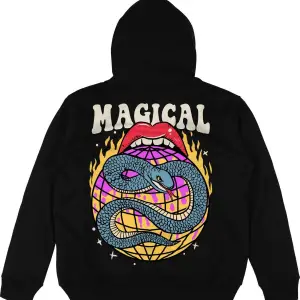 Magical Siyah Oversize Unisex Kapüşonlu Sweatshirt Hoodie