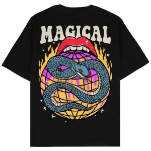 Magical Siyah Oversize Unisex T-shirt