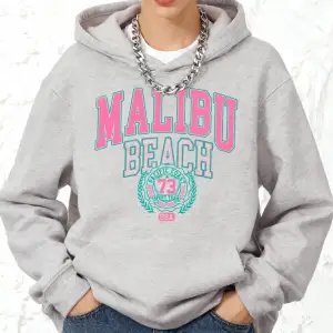 Malibu Plajı Mektup Baskılı Kapüşonlu Üstler Pamuklu Kadın Sporcu Bol Kazak Kışlık Polar Sıca