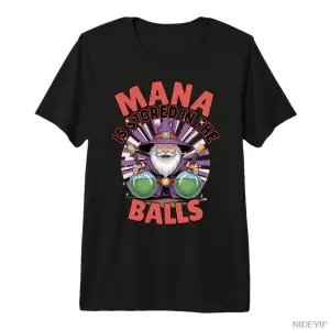 Mana is Stored in The Balls RPG Mizah Fantezi Büyücü Erkek Kadın Tişörtü %100 Pamuklu Tişörtl