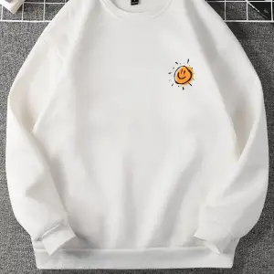 Manfinity EMRG Cartoon And Slogan Graphic Sweatshirt Beyaz