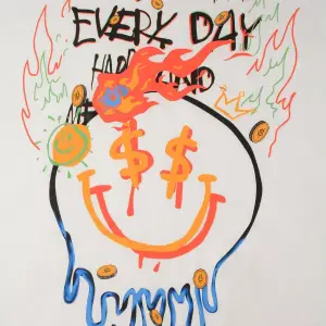 Manfinity EMRG Cartoon And Slogan Graphic Sweatshirt Beyaz