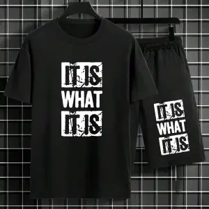 Manfinity EMRG Erkek Grafik Baskılı Tişört Ve Şort Takımı