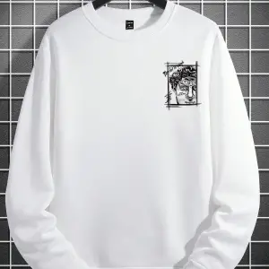 Manfinity EMRG Figure & Letter Graphic Sweatshirt Beyaz