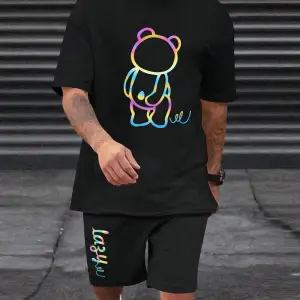 Manfinity Homme 2li Erkek Günlük Basit Kısa Kollu Tişört Ve Şort Takımı