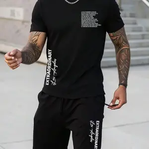 Manfinity Homme 2li Erkek Günlük Basit Kısa Kollu Tişört Ve Şort Takımı