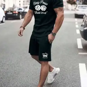 Manfinity Homme 2li Erkek Günlük Basit Kısa Kollu Tişört Ve Şort Takımı