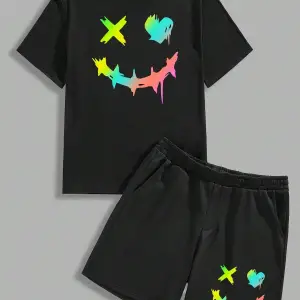 Manfinity Homme 2li Erkek Günlük Basit Kısa Kollu Tişört Ve Şort Takımı