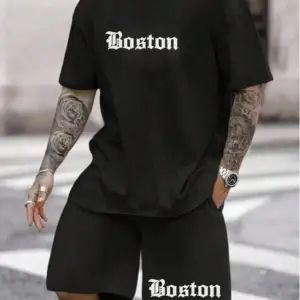 Manfinity Homme Beyaz Örme Erkek Kısa Kollu Tişört ve Şort Takımı