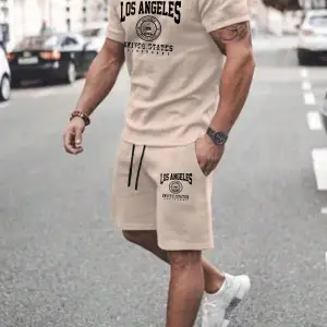 Manfinity Homme Casual College Style Tipografi Tişört ve Şort Takımı