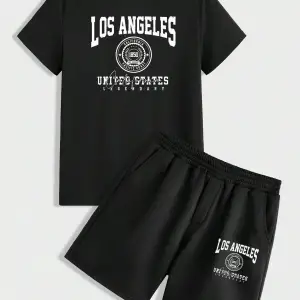 Manfinity Homme Casual College Style Tipografi Tişört ve Şort Takımı