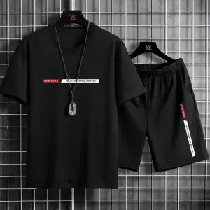 Manfinity Homme Erkek Mektup Tişört ve Şort Takımı