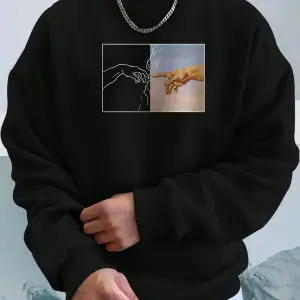 Manfinity Homme Hand Print Drop Shoulder Sweatshirt Beyaz