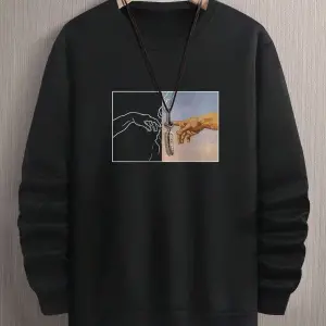 Manfinity Homme Hand Print Drop Shoulder Sweatshirt Beyaz