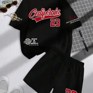 Manfinity Hypemode Erkek Rahat Mektup Baskılı Düşük Omuz