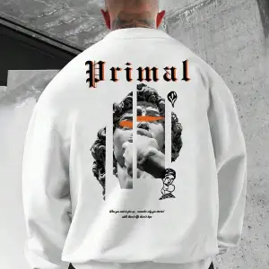 Manfinity Hypemode Slogan & Sculpture Print Pullover Beyaz