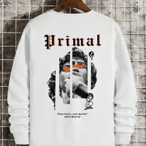 Manfinity Hypemode Slogan & Sculpture Print Pullover Beyaz