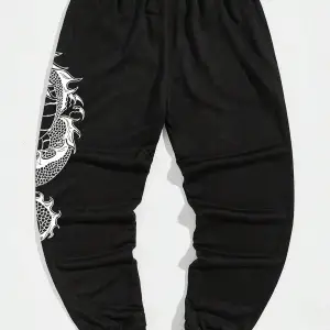 Manfinity Men Plus Çin Ejderha Baskılı Bel İpli Eşofman Altı