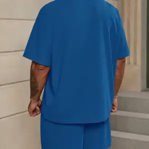 Manfinity RelaxMax Bol Kesim Erkek Düz Renk Düşük Omuz Tişört ve Şort Takımı