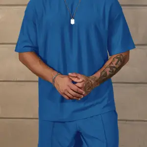 Manfinity RelaxMax Bol Kesim Erkek Düz Renk Düşük Omuz Tişört ve Şort Takımı