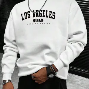 Manfinity Sporsity Letter Graphic Drop Shoulder Sweatshirt Beyaz