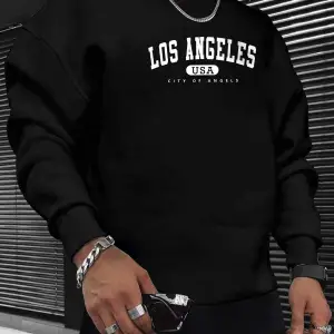 Manfinity Sporsity Letter Graphic Sweatshirt Siyah