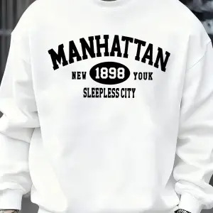 Manhattan New York Sleepless City Desen Erkek Kazak Bisiklet Yaka Günlük Kazak Sonbahar Sokak