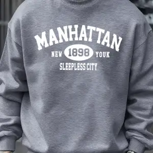 Manhattan New York Sleepless City Desen Erkek Kazak Bisiklet Yaka Günlük Kazak Sonbahar Sokak