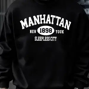 Manhattan New York Sleepless City Desen Erkek Kazak Bisiklet Yaka Günlük Kazak Sonbahar Sokak