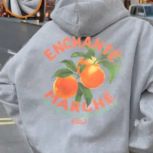 Marche Oranges Market Baskılı Kapüşonlu Üstler Kadınlar İçin Basit Cepli Kazak Kışlık Polar S