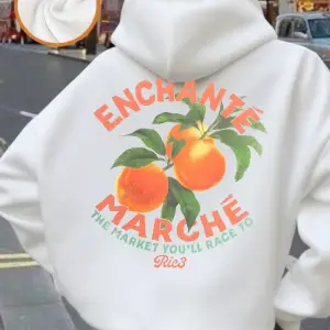 Marche Oranges Market Baskılı Kapüşonlu Üstler Kadınlar İçin Basit Cepli Kazak Kışlık Polar S