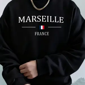 Marsilya Fransa Bayrağı Baskı Erkekler Hoodie Sonbahar Polar Sıcak Tişörtü Rahat Gevşek Bisik