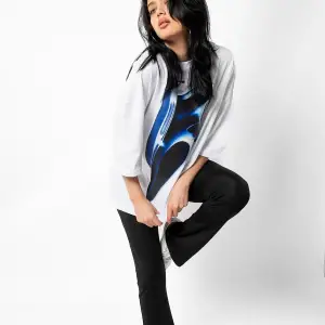 Mask Baskılı Beyaz Unisex Oversize