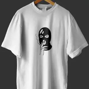 Maskeli Kız Tasarım Baskılı Oversize T-shirt ( Tişört )
