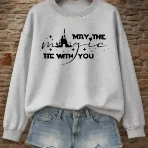 May The Be With Youprinting Sweatshirts Kadın Gevşek Temel Giysiler Kapüşonlular Polar Sıcak
