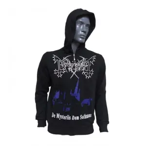 Mayhem De Mysteriis Dom Sathanas Metal Band Baskılı Kapüşonlu Fermuarlı Sweatshirt Siyah