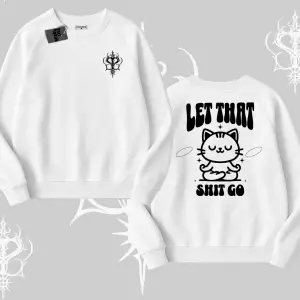 Meditasyon Yapan Kedi Baskılı Biskilet Sweatshirt