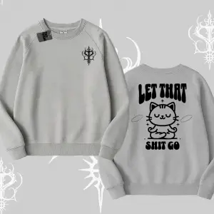 Meditasyon Yapan Kedi Baskılı Biskilet Sweatshirt