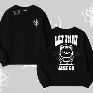 Meditasyon Yapan Kedi Baskılı Biskilet Sweatshirt