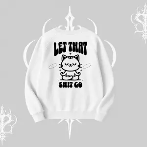 Meditasyon Yapan Kedi Baskılı Biskilet Sweatshirt