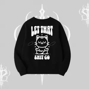 Meditasyon Yapan Kedi Baskılı Biskilet Sweatshirt