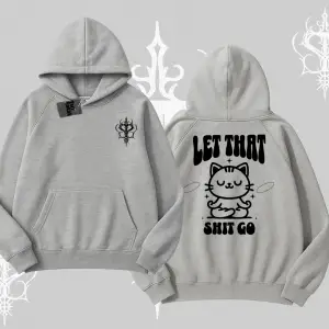 Meditasyon Yapan Kedi Baskılı Kapşonlu Sweatshirt