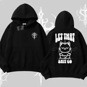 Meditasyon Yapan Kedi Baskılı Kapşonlu Sweatshirt