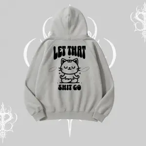 Meditasyon Yapan Kedi Baskılı Kapşonlu Sweatshirt