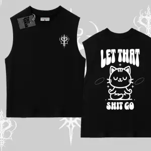 Meditasyon Yapan Kedi Baskılı Kolsuz Tshirt