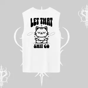 Meditasyon Yapan Kedi Baskılı Kolsuz Tshirt